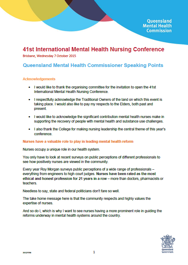 Nursing leadership - International Mental Health Nurses Conference 2015